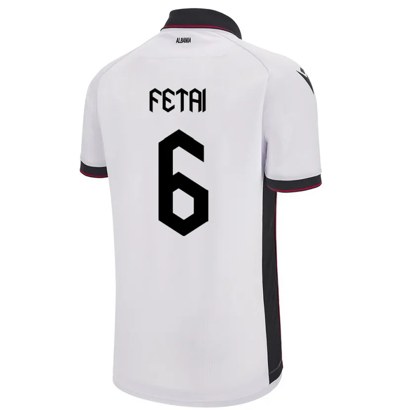 Danxen Mænd Albanien Feta Fetai #6 Hvid Udebane Spillertrøjer 24-26 Trøje T-Shirt