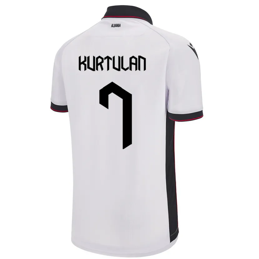 Danxen Mænd Albanien Arda Kurtulan #7 Hvid Udebane Spillertrøjer 24-26 Trøje T-Shirt