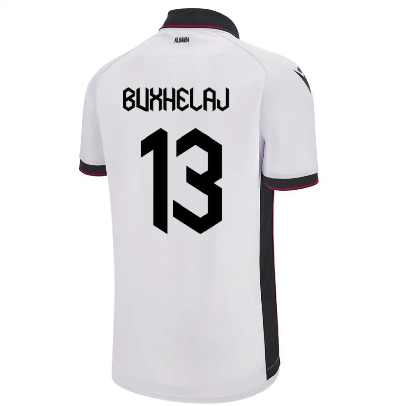 Danxen Mænd Albanien Paulo Buxhelaj #13 Hvid Udebane Spillertrøjer 24-26 Trøje T-Shirt