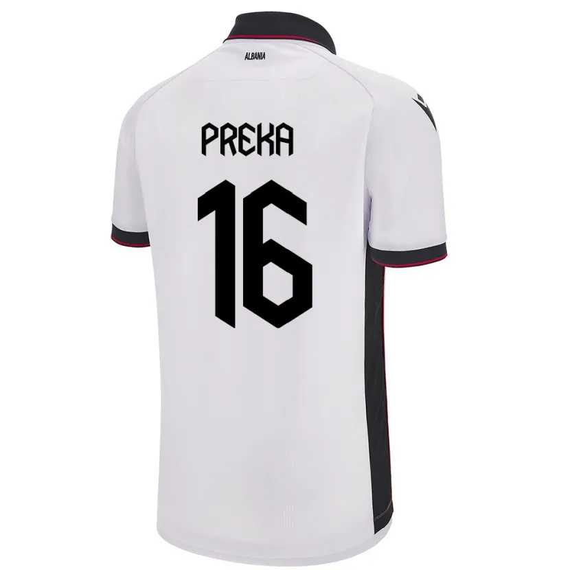 Danxen Mænd Albanien Marcelino Preka #16 Hvid Udebane Spillertrøjer 24-26 Trøje T-Shirt