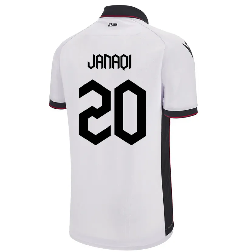 Danxen Mænd Albanien Dejvid Janaqi #20 Hvid Udebane Spillertrøjer 24-26 Trøje T-Shirt