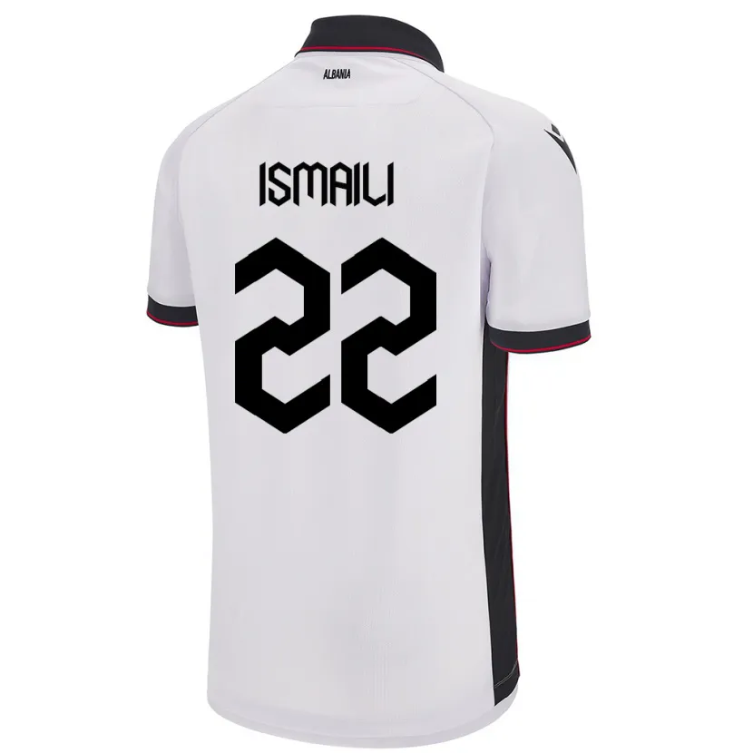 Danxen Mænd Albanien Ysni Ismaili #22 Hvid Udebane Spillertrøjer 24-26 Trøje T-Shirt