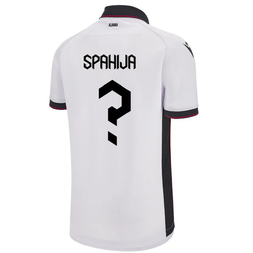 Danxen Mænd Albanien Flori Spahija #0 Hvid Udebane Spillertrøjer 24-26 Trøje T-Shirt