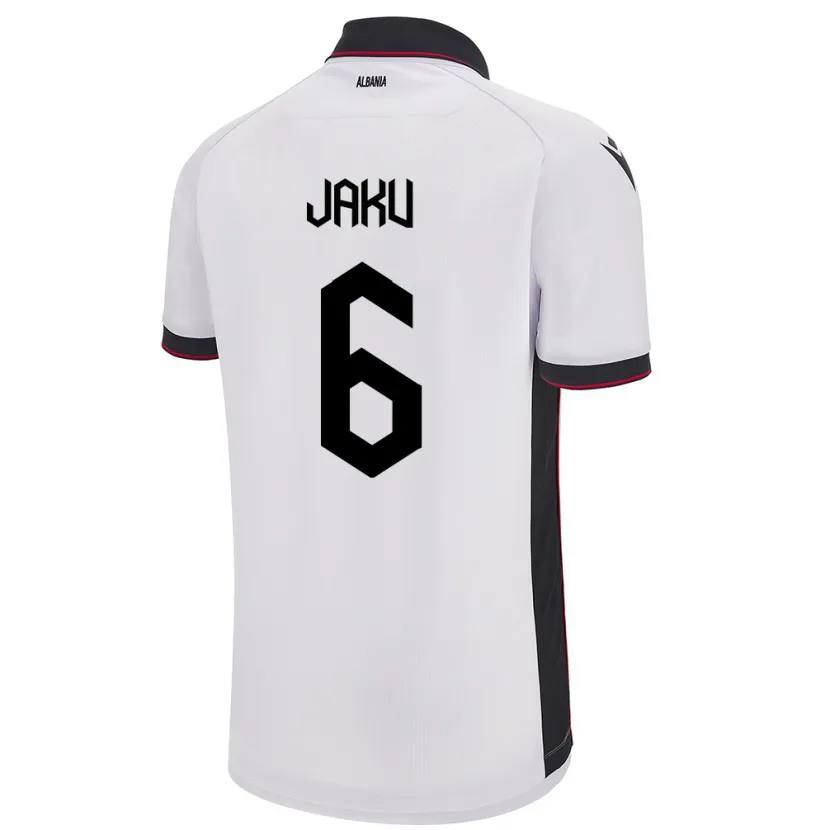 Danxen Mænd Albanien Jordi Jaku #6 Hvid Udebane Spillertrøjer 24-26 Trøje T-Shirt