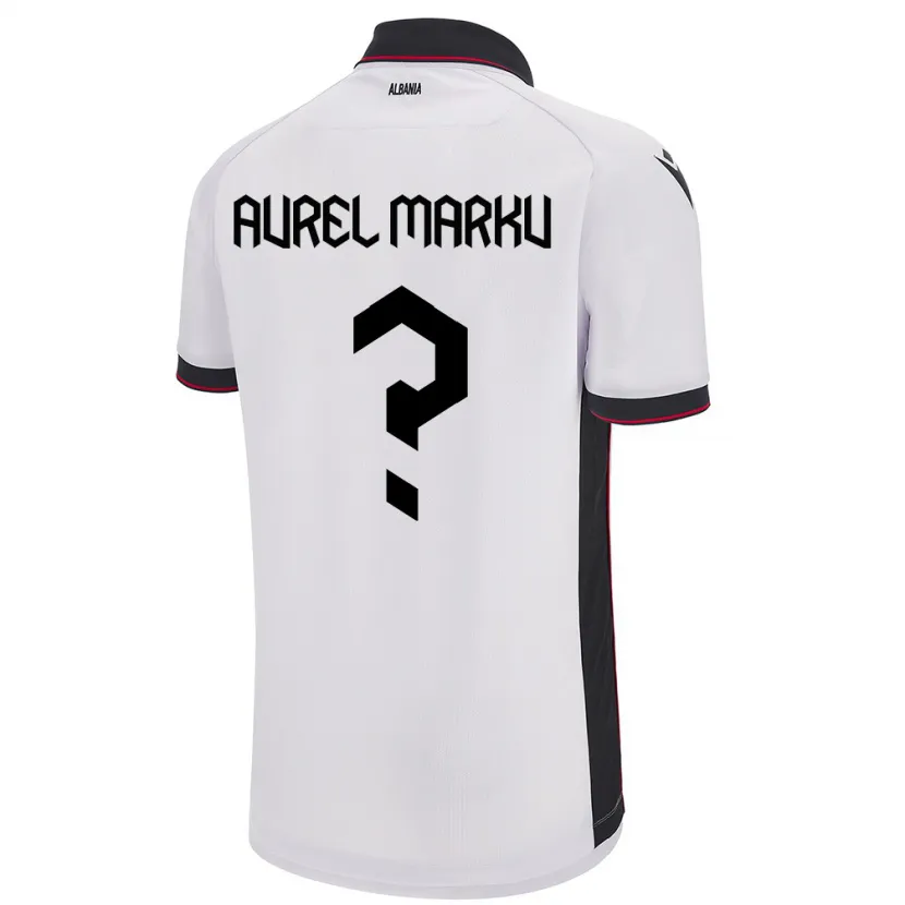 Danxen Mænd Albanien Aurel Marku #0 Hvid Udebane Spillertrøjer 24-26 Trøje T-Shirt