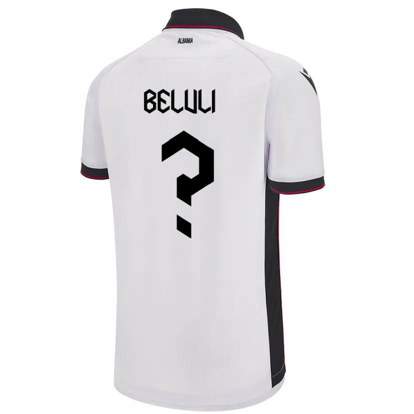 Danxen Mænd Albanien Arxhei Beluli #0 Hvid Udebane Spillertrøjer 24-26 Trøje T-Shirt