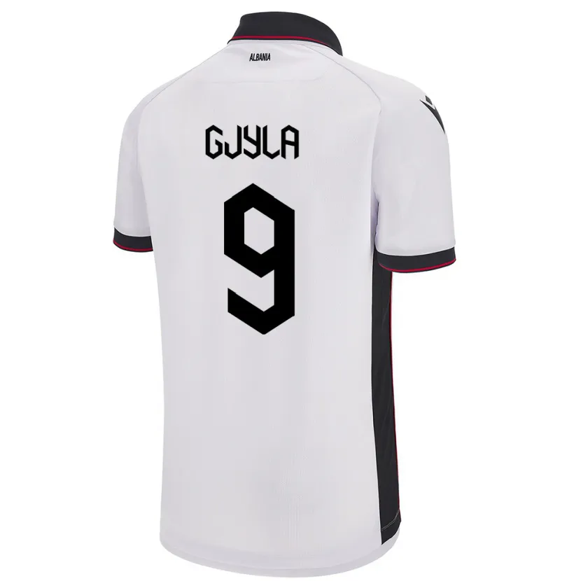 Danxen Mænd Albanien Brayan Gjyla #9 Hvid Udebane Spillertrøjer 24-26 Trøje T-Shirt