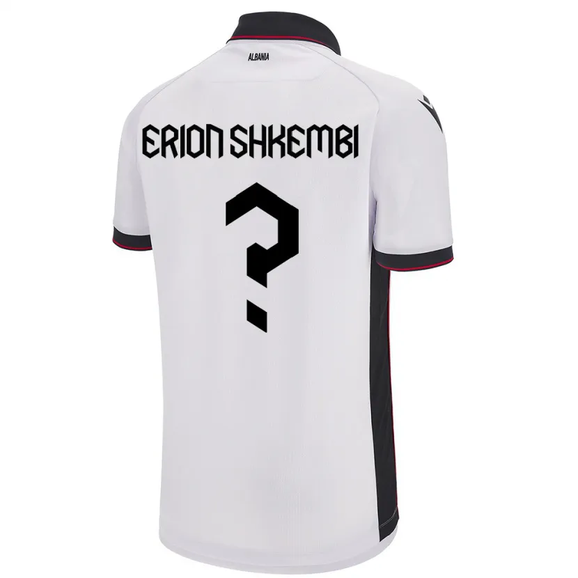 Danxen Mænd Albanien Erion Shkembi #0 Hvid Udebane Spillertrøjer 24-26 Trøje T-Shirt