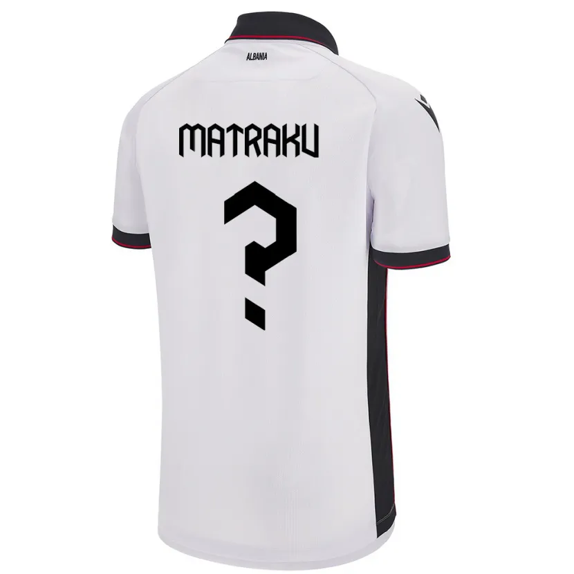 Danxen Mænd Albanien Denis Matraku #0 Hvid Udebane Spillertrøjer 24-26 Trøje T-Shirt