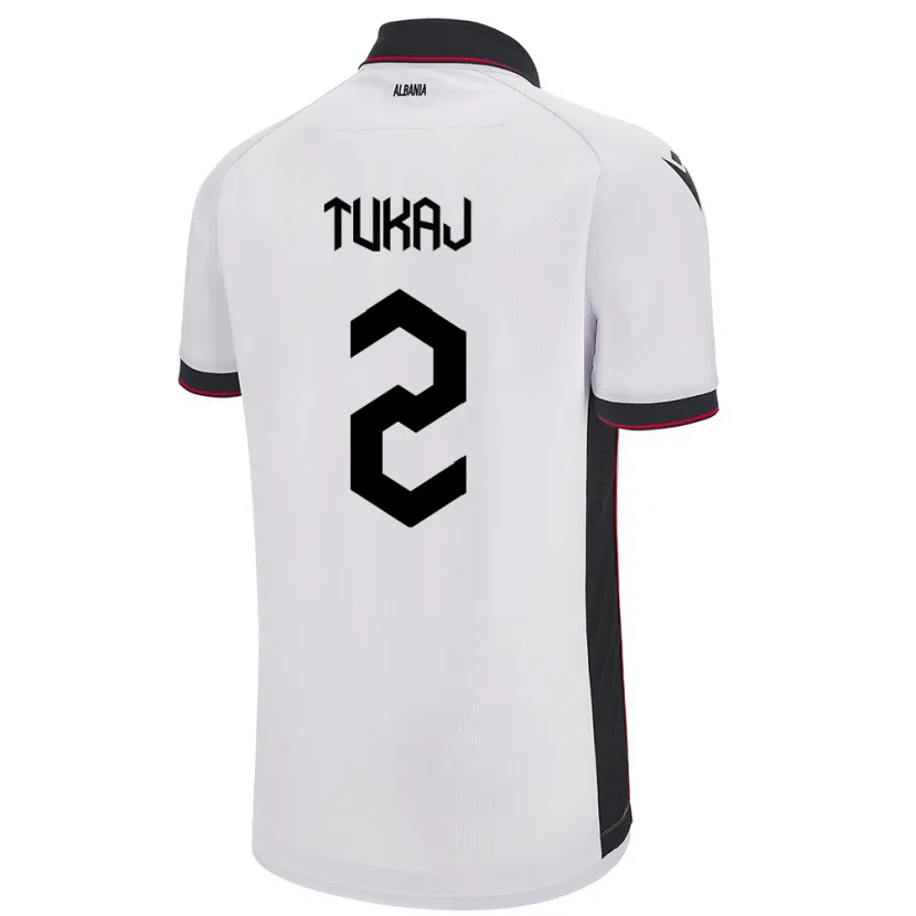 Danxen Mænd Albanien Armera Tukaj #2 Hvid Udebane Spillertrøjer 24-26 Trøje T-Shirt