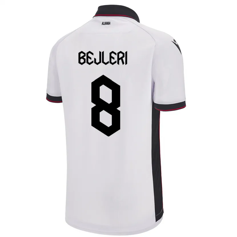 Danxen Mænd Albanien Markela Bejleri #8 Hvid Udebane Spillertrøjer 24-26 Trøje T-Shirt