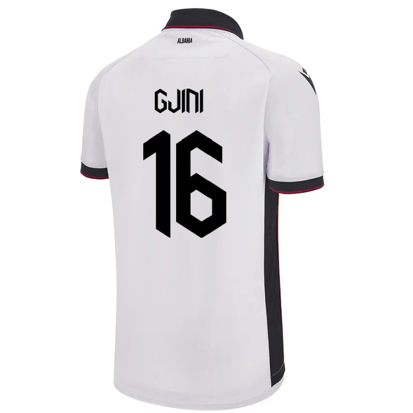 Danxen Mænd Albanien Luçije Gjini #16 Hvid Udebane Spillertrøjer 24-26 Trøje T-Shirt