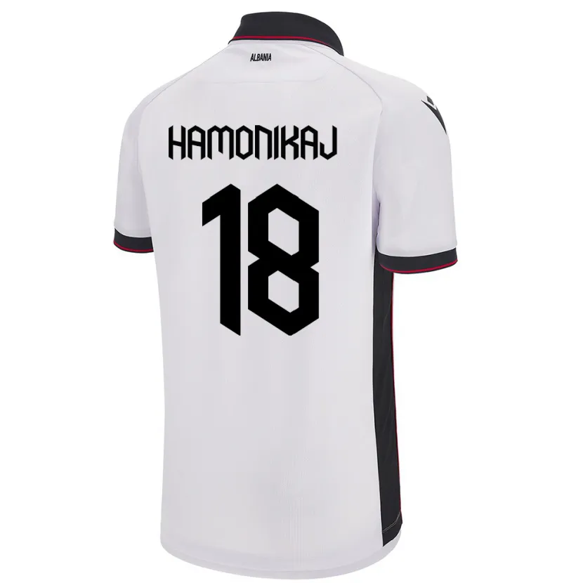 Danxen Mænd Albanien Klea Hamonikaj #18 Hvid Udebane Spillertrøjer 24-26 Trøje T-Shirt