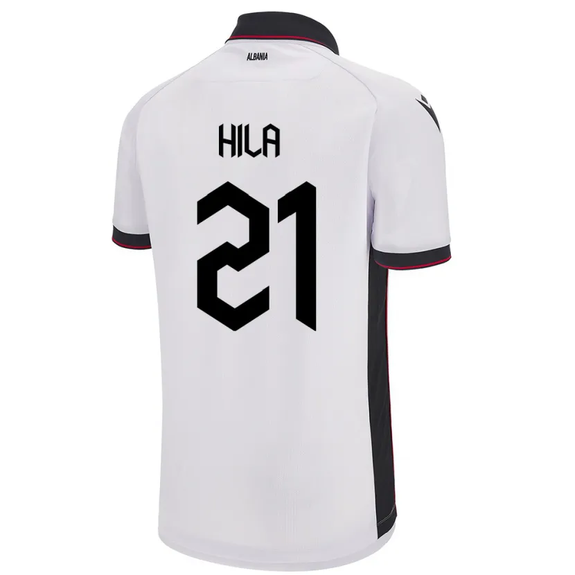 Danxen Mænd Albanien Alma Hila #21 Hvid Udebane Spillertrøjer 24-26 Trøje T-Shirt