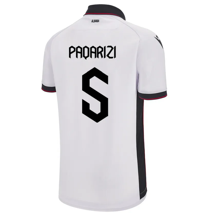 Danxen Mænd Albanien Vesa Paqarizi #5 Hvid Udebane Spillertrøjer 24-26 Trøje T-Shirt