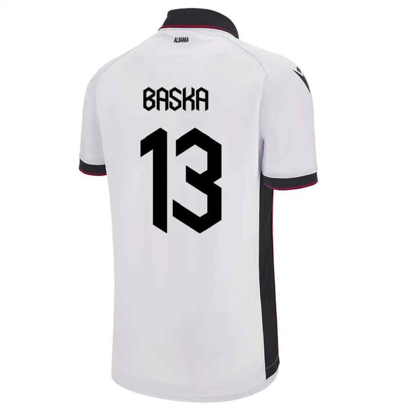 Danxen Mænd Albanien Maria Baska #13 Hvid Udebane Spillertrøjer 24-26 Trøje T-Shirt