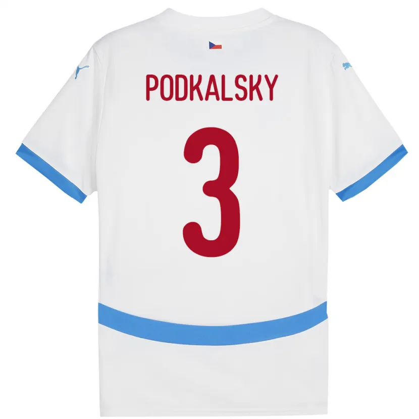 Danxen Mænd Tjekkiet Jakub Podkalsky #3 Hvid Udebane Spillertrøjer 24-26 Trøje T-Shirt