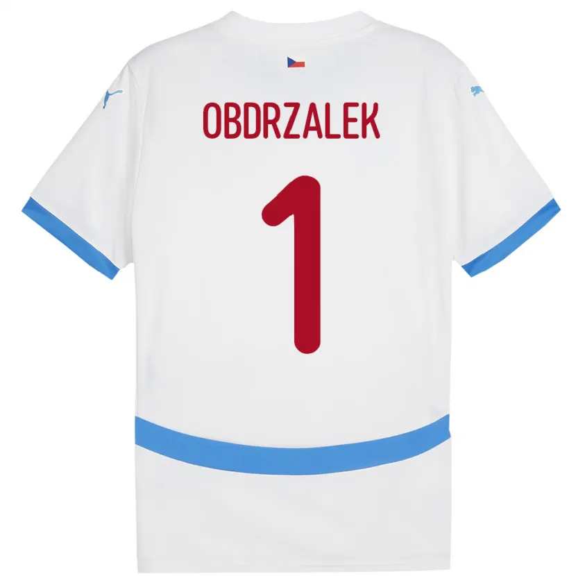 Danxen Mænd Tjekkiet Marek Obdrzalek #1 Hvid Udebane Spillertrøjer 24-26 Trøje T-Shirt