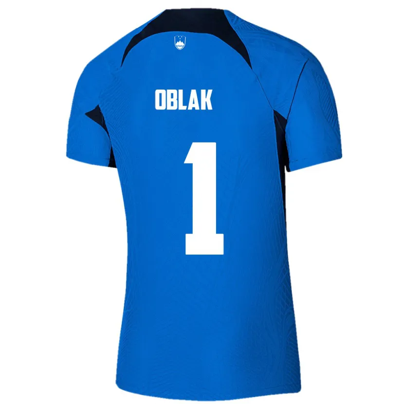 Danxen Mænd Slovenien Jan Oblak #1 Blå Udebane Spillertrøjer 24-26 Trøje T-Shirt