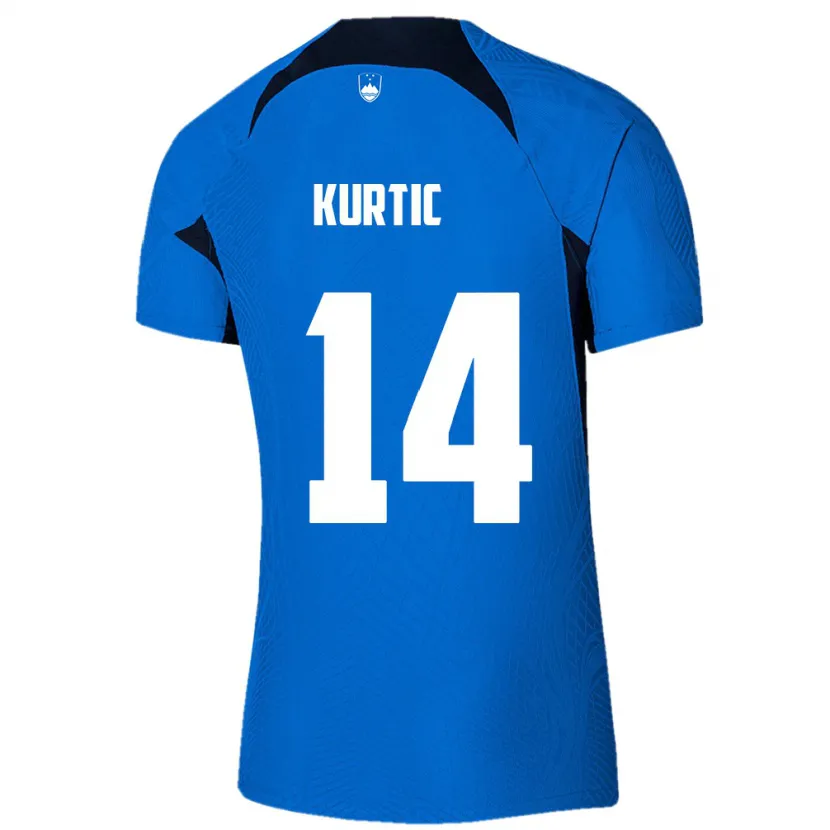 Danxen Mænd Slovenien Jasmin Kurtic #14 Blå Udebane Spillertrøjer 24-26 Trøje T-Shirt