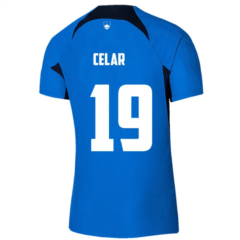 Danxen Mænd Slovenien Zan Celar #19 Blå Udebane Spillertrøjer 24-26 Trøje T-Shirt
