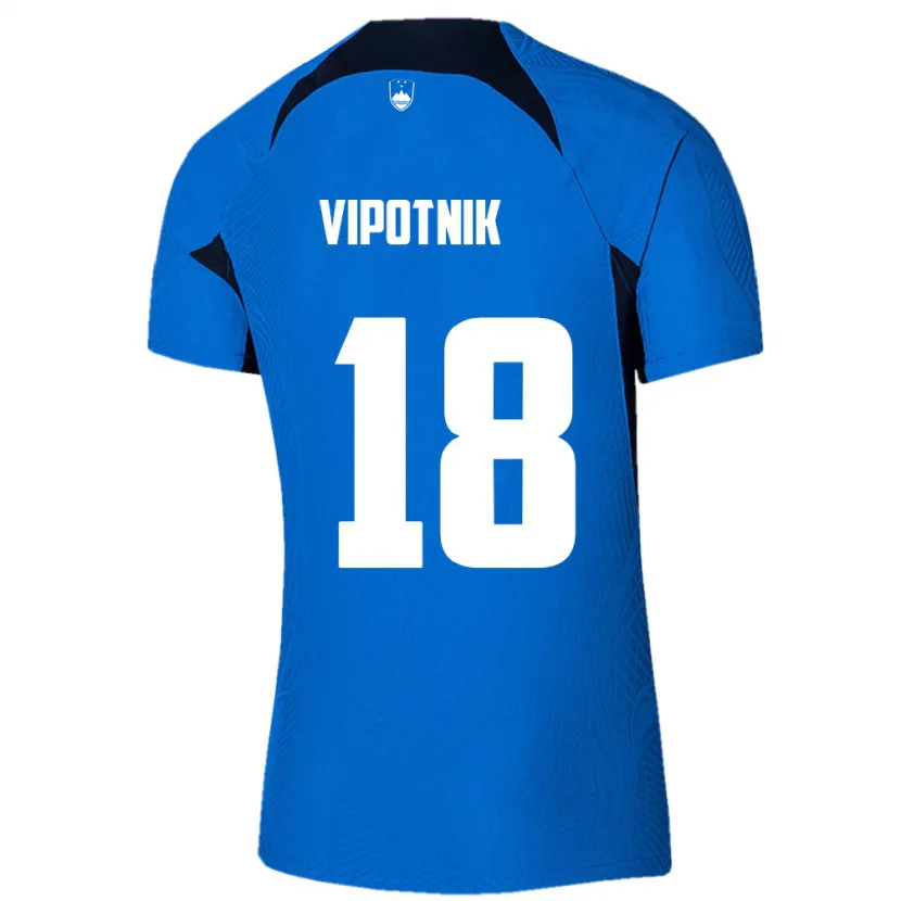 Danxen Mænd Slovenien Zan Vipotnik #18 Blå Udebane Spillertrøjer 24-26 Trøje T-Shirt