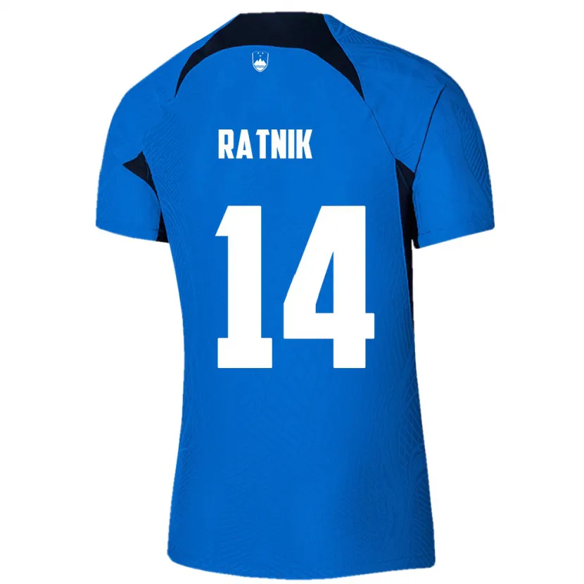 Danxen Mænd Slovenien Marcel Ratnik #14 Blå Udebane Spillertrøjer 24-26 Trøje T-Shirt
