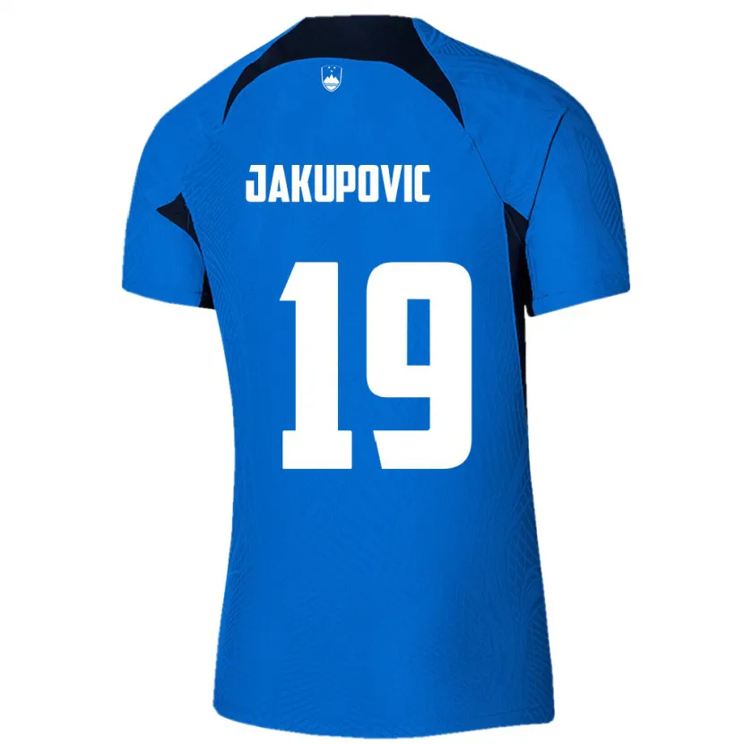 Danxen Mænd Slovenien Aldin Jakupovic #19 Blå Udebane Spillertrøjer 24-26 Trøje T-Shirt
