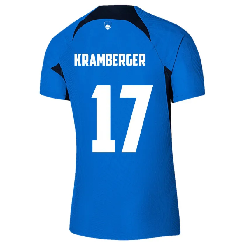 Danxen Mænd Slovenien Enej Kramberger #17 Blå Udebane Spillertrøjer 24-26 Trøje T-Shirt