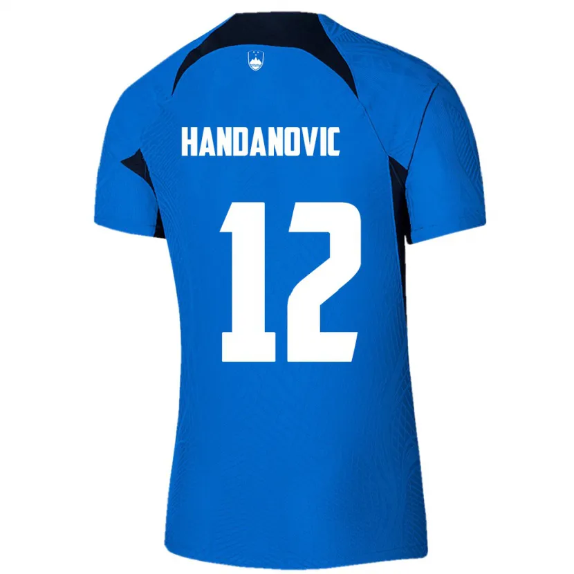 Danxen Mænd Slovenien Tanej Handanovic #12 Blå Udebane Spillertrøjer 24-26 Trøje T-Shirt