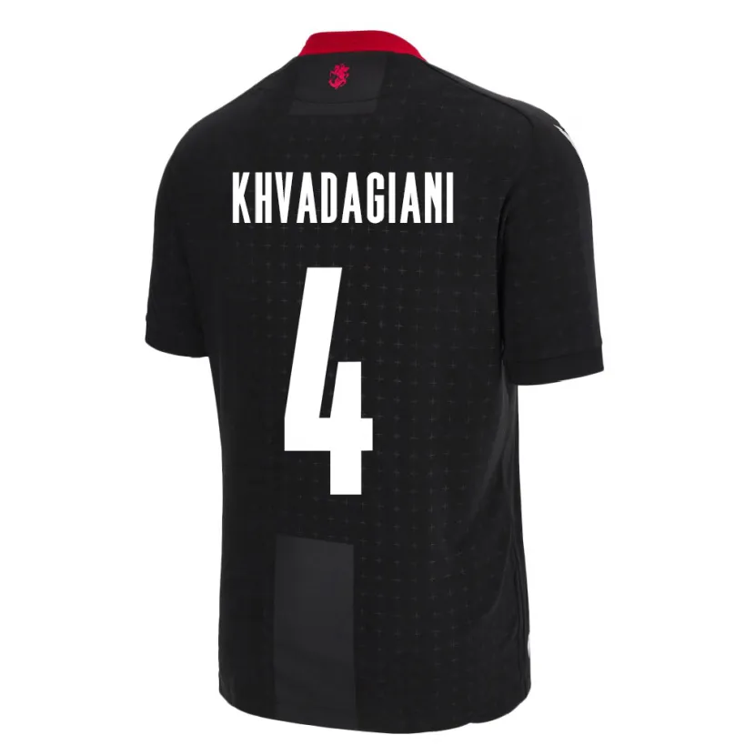 Danxen Mænd Georgia Saba Khvadagiani #4 Sort Udebane Spillertrøjer 24-26 Trøje T-Shirt