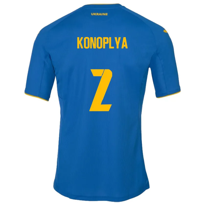 Danxen Mænd Ukraine Yukhym Konoplya #2 Blå Udebane Spillertrøjer 24-26 Trøje T-Shirt