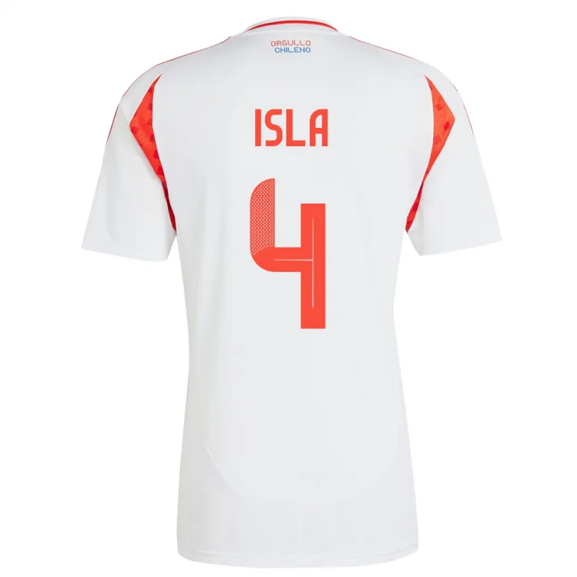 Danxen Mænd Chile Mauricio Isla #4 Hvid Udebane Spillertrøjer 24-26 Trøje T-Shirt