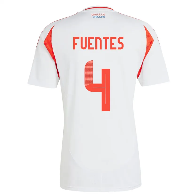Danxen Mænd Chile Karen Fuentes #4 Hvid Udebane Spillertrøjer 24-26 Trøje T-Shirt
