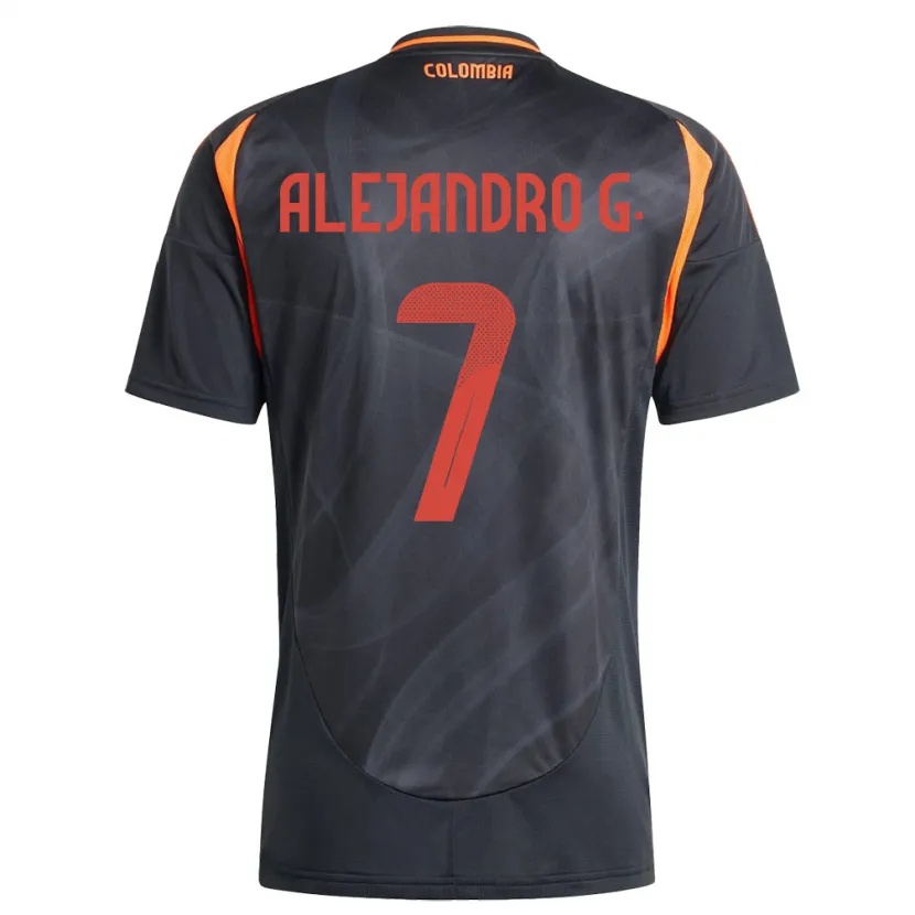 Danxen Mænd Colombia Alejandro García #7 Sort Udebane Spillertrøjer 24-26 Trøje T-Shirt