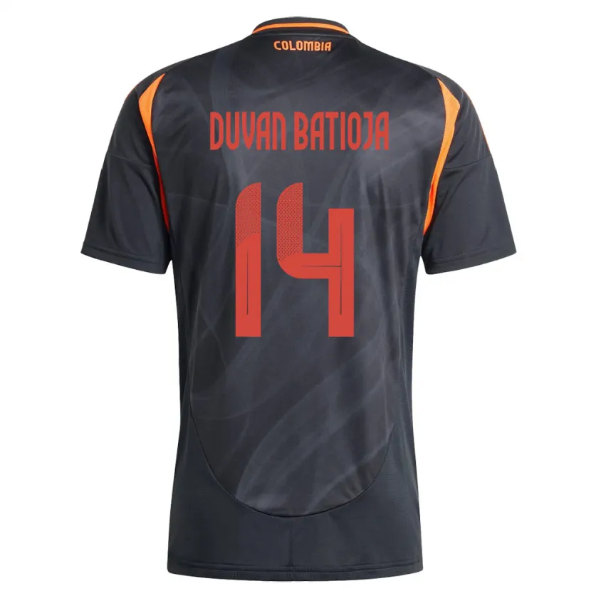 Danxen Mænd Colombia Andy Duván Batioja #14 Sort Udebane Spillertrøjer 24-26 Trøje T-Shirt