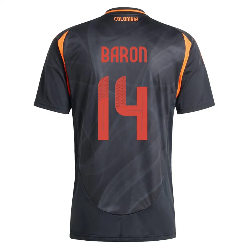 Danxen Mænd Colombia Ángela Barón #14 Sort Udebane Spillertrøjer 24-26 Trøje T-Shirt