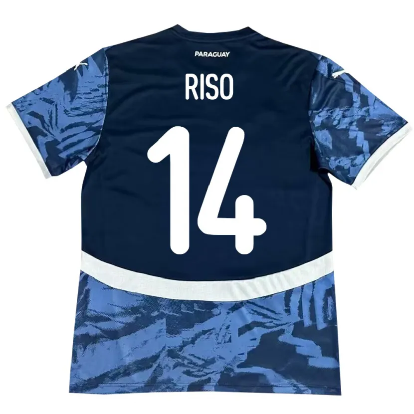 Danxen Mænd Paraguay Tania Riso #14 Blå Udebane Spillertrøjer 24-26 Trøje T-Shirt