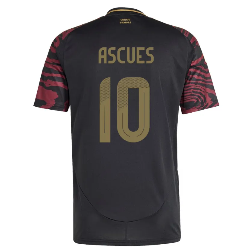 Danxen Mænd Peru Adrián Ascues #10 Sort Udebane Spillertrøjer 24-26 Trøje T-Shirt