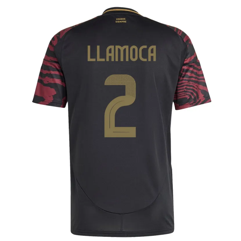 Danxen Mænd Peru Braelynn Llamoca #2 Sort Udebane Spillertrøjer 24-26 Trøje T-Shirt