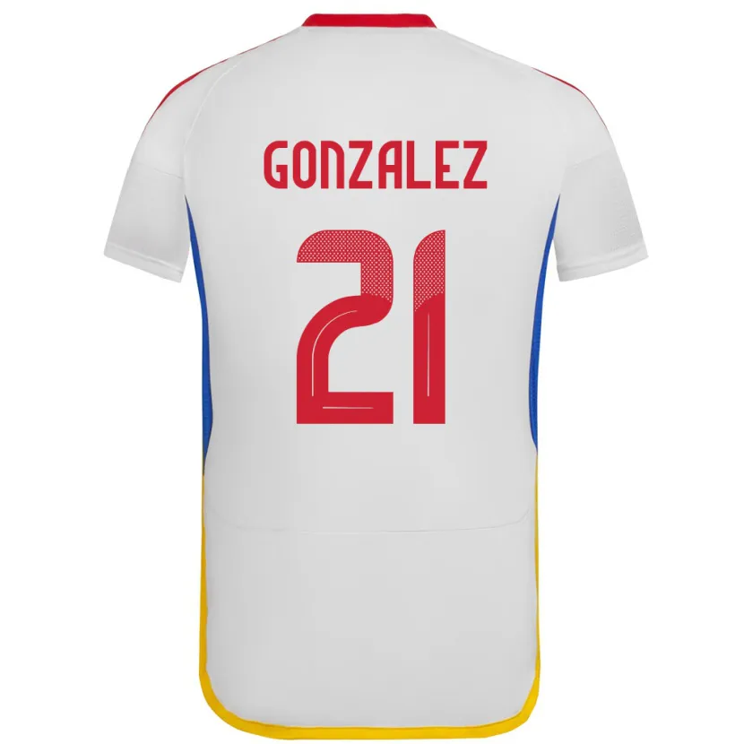 Danxen Mænd Venezuela Alexander González #21 Hvid Udebane Spillertrøjer 24-26 Trøje T-Shirt