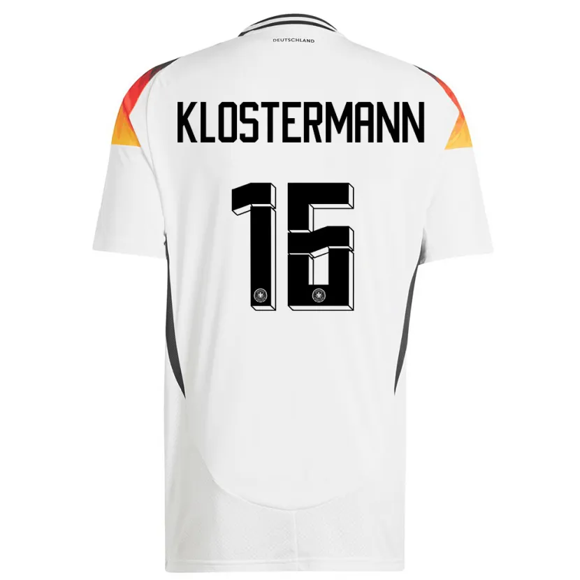 Danxen Kvinder Tyskland Lukas Klostermann #16 Hvid Hjemmebane Spillertrøjer 24-26 Trøje T-Shirt