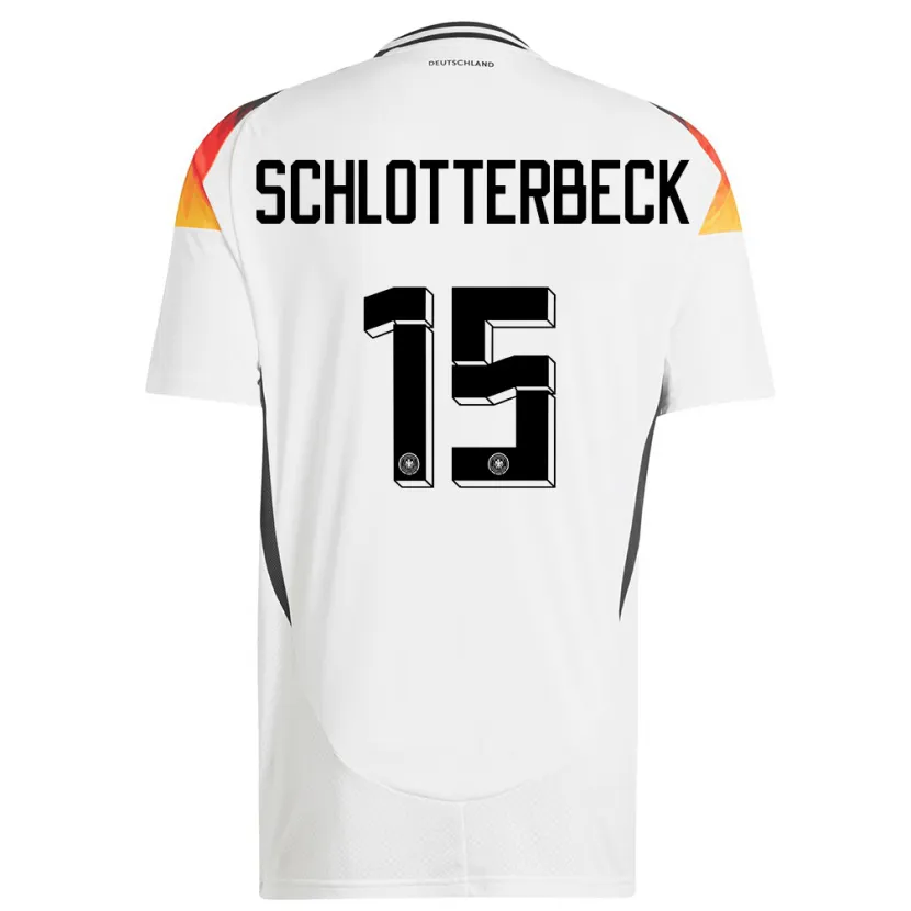 Danxen Kvinder Tyskland Nico Schlotterbeck #15 Hvid Hjemmebane Spillertrøjer 24-26 Trøje T-Shirt