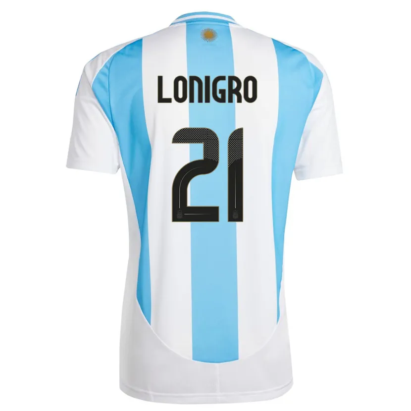 Danxen Kvinder Argentina Erica Lonigro #21 Hvid Blå Hjemmebane Spillertrøjer 24-26 Trøje T-Shirt
