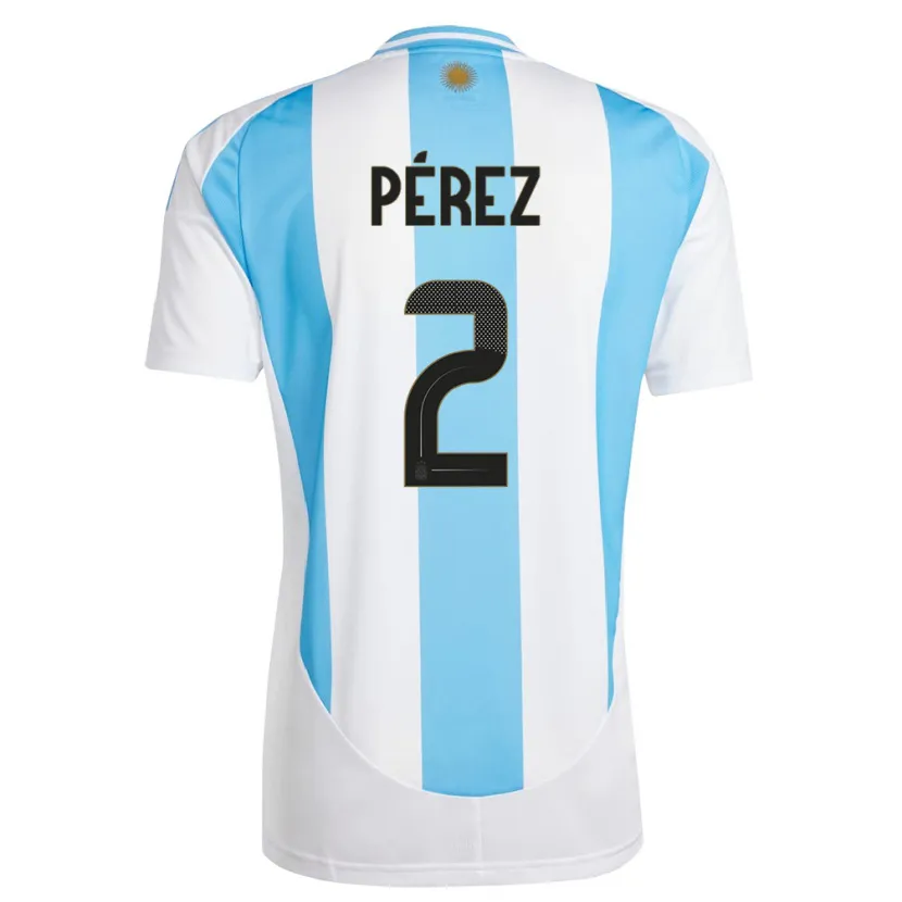 Danxen Kvinder Argentina Nehuen Perez #2 Hvid Blå Hjemmebane Spillertrøjer 24-26 Trøje T-Shirt