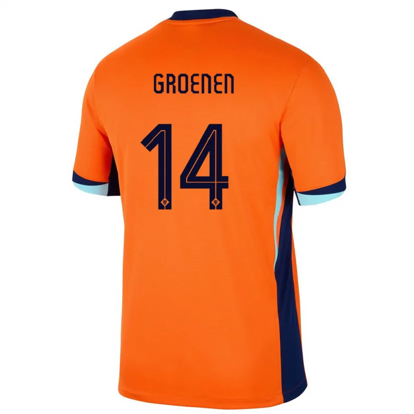 Danxen Kvinder Holland Jackie Groenen #14 Orange Hjemmebane Spillertrøjer 24-26 Trøje T-Shirt