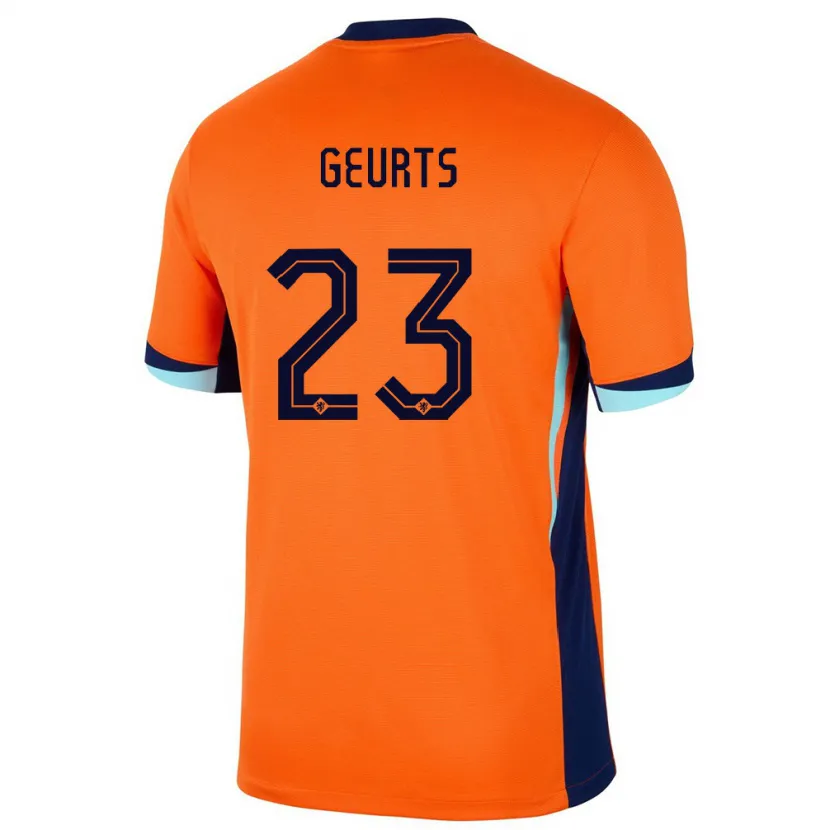Danxen Kvinder Holland Loes Geurts #23 Orange Hjemmebane Spillertrøjer 24-26 Trøje T-Shirt