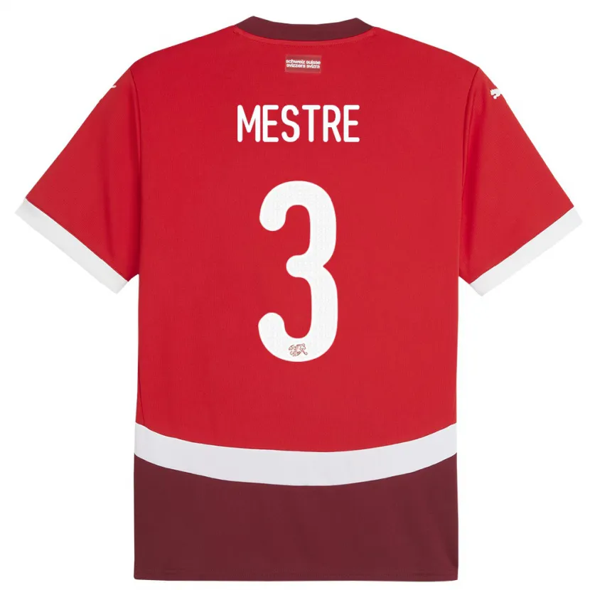 Danxen Kvinder Schweiz Luis Mestre #3 Rød Hjemmebane Spillertrøjer 24-26 Trøje T-Shirt