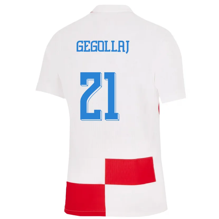 Danxen Kvinder Kroatien Fatjesa Gegollaj #21 Hvid Rød Hjemmebane Spillertrøjer 24-26 Trøje T-Shirt