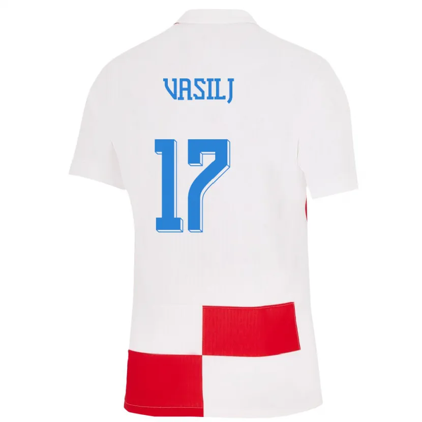 Danxen Kvinder Kroatien Jakov Anton Vasilj #17 Hvid Rød Hjemmebane Spillertrøjer 24-26 Trøje T-Shirt